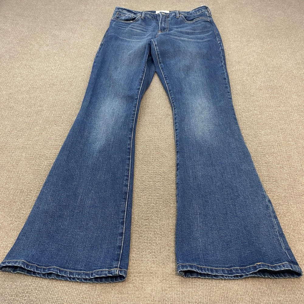 Dear John Rosa Flare Jeans Womens 30 Blue Med Wash High Rise Stretch Denim Boho